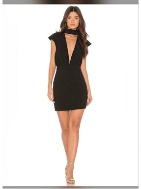 Women's AQ/AQ Black Deep V-Neck Mini Dress Size 0